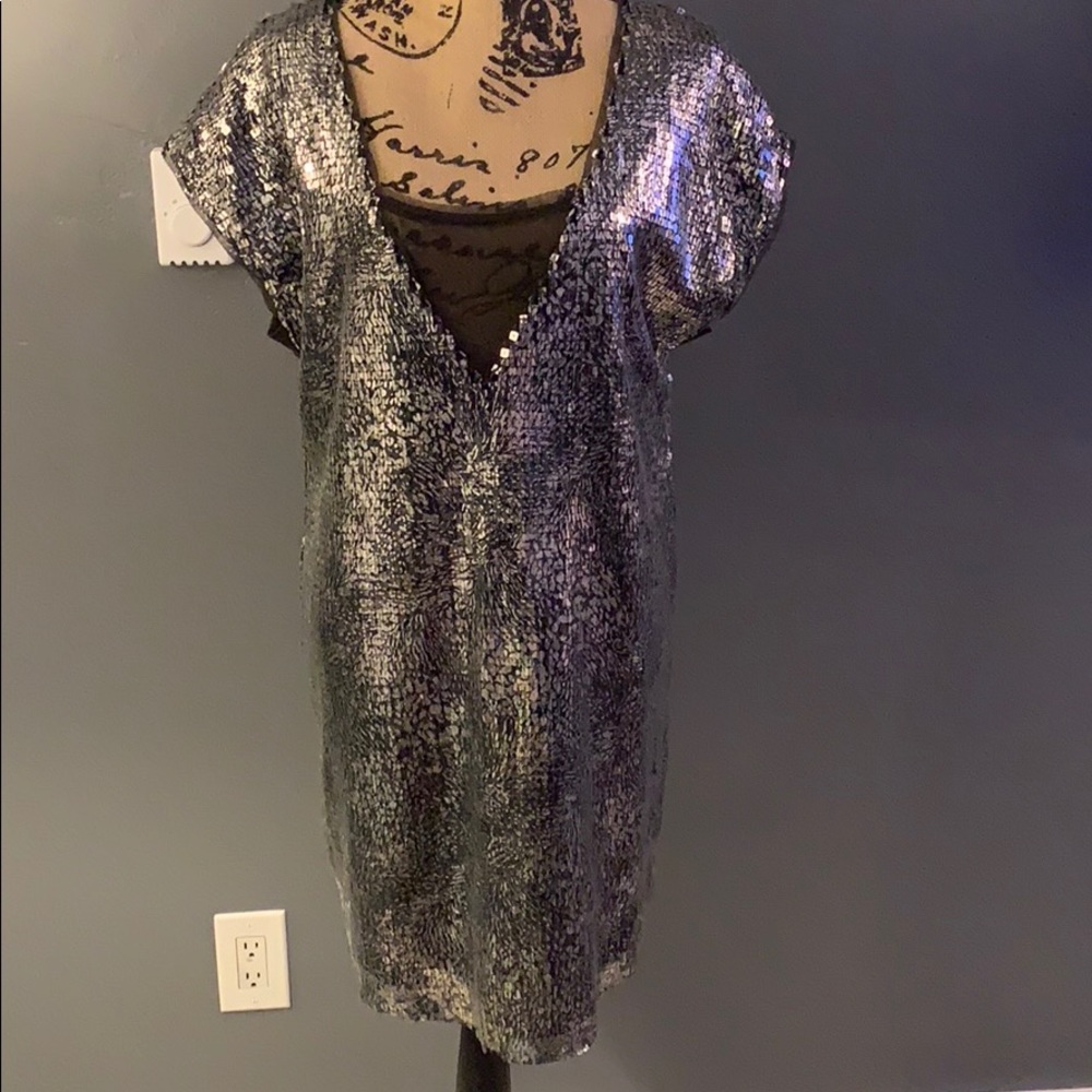 Black and Silver sequin cocktail dress